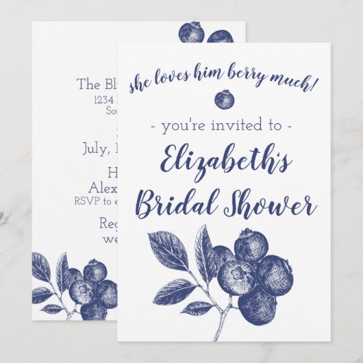 Blueberry Wedding Shower Uitnodiging (Voorkant / Achterkant)