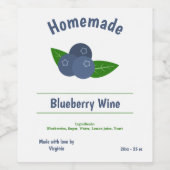 Blueberry Wijnfles Etiket Sticker (Enkel label)