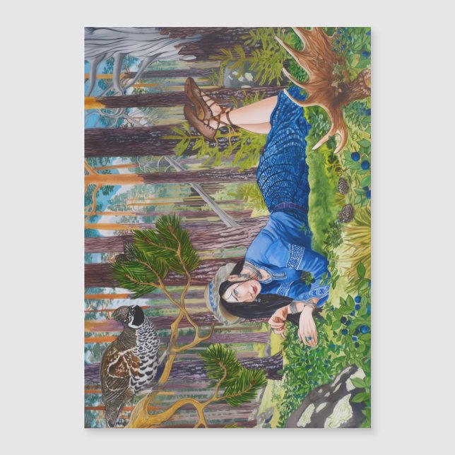 Blueberry Woman Magnetische Kaart (Voorkant)