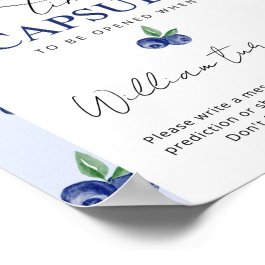 Blueberry zoete tijd capsule verjaardag poster (Hoek)