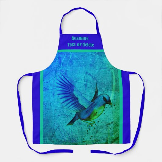 Bluebird Abstracte dierlijke kunst gepersonaliseer Schort (Voorkant)