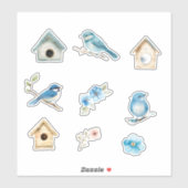 Bluebird and Bird Houses Sticker (Vel)
