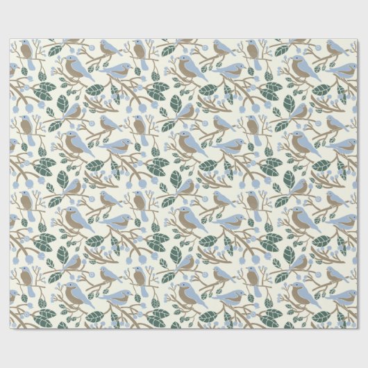 Bluebird and Blueberries Patterned Cadeaupapier (Vlak)
