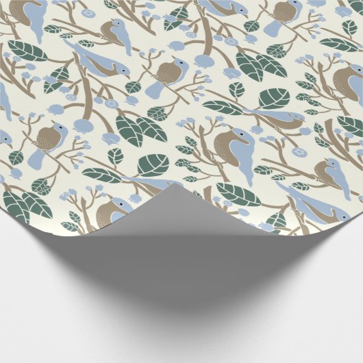 Bluebird and Blueberries Patterned Cadeaupapier (Hoek)
