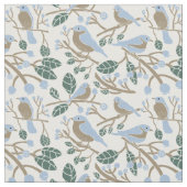 Bluebird and Blueberries Patterned Stof (Close Up)