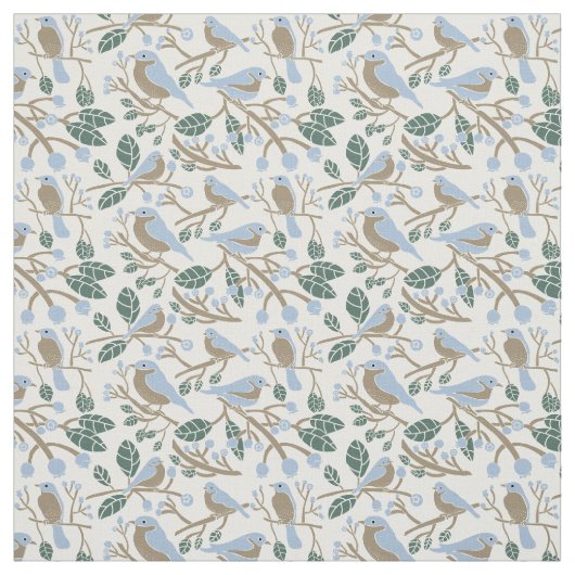 Bluebird and Blueberries Patterned Stof (Swatch)