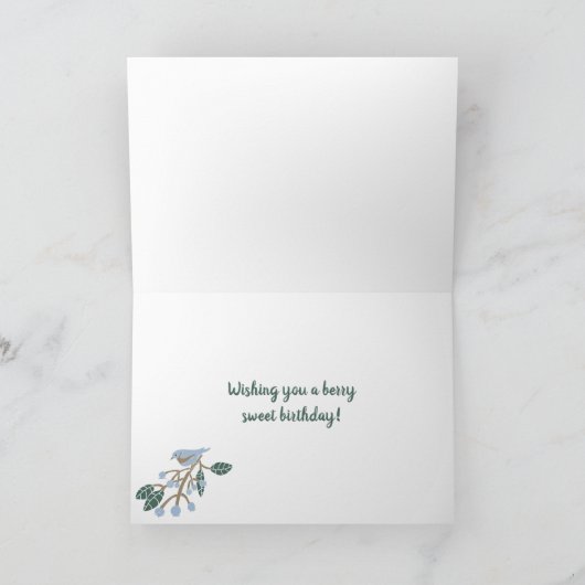 Bluebird and Blueberries Personalized Birthday Kaart (Binnen)