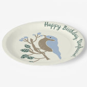 Bluebird and Blueberries Personalized Birthday Papieren Bordje (Gekanteld)