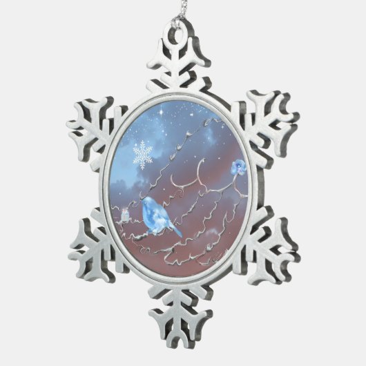 Bluebird and Gift Tin Sneeuwvlok Ornament (Rechts)