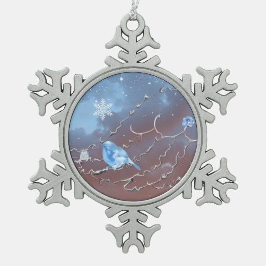 Bluebird and Gift Tin Sneeuwvlok Ornament (Voorkant)