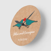 Bluebird and Love Heart Wedding Ronde Klok (Hoek)