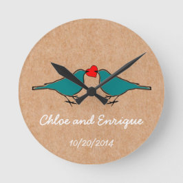 Bluebird and Love Heart Wedding Ronde Klok