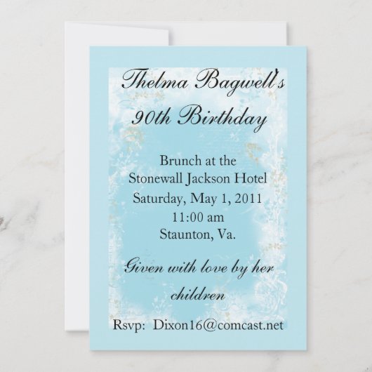 Bluebird and Nest Invitation Kaart (Achterkant)