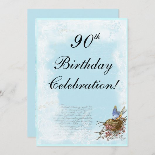 Bluebird and Nest Invitation Kaart (Voorkant / Achterkant)