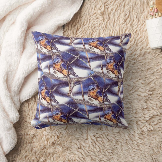 Bluebird Animal Nature Art Pattern Kussen (Deken)