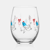 Bluebird at Christmas Wijnglas Zonder Voet (Achterkant)