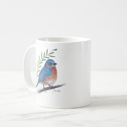 Bluebird Bird Art Coffee Mok (Voorkant links)