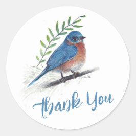 Bluebird Bird Art Dank je Ronde Sticker