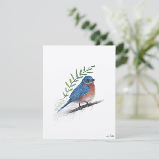 Bluebird Bird Art Feestdagenkaart (Staand voorkant)