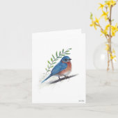 Bluebird Bird Art Kaart (Gele Bloem)