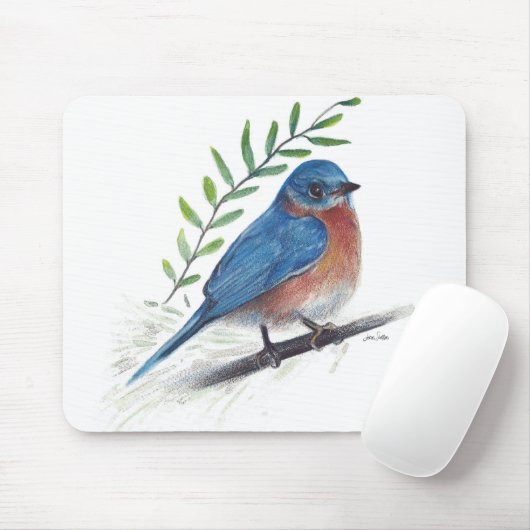 Bluebird Bird Art Muismat (Met muis)
