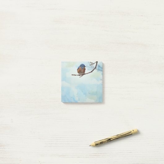 Bluebird Bird Art Natuur Post It Note Pad (Op bureau)