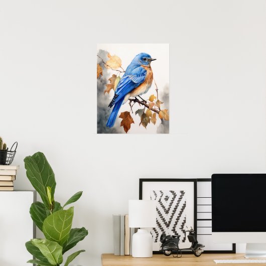 Bluebird Bird Art Print Poster (Thuiskantoor)