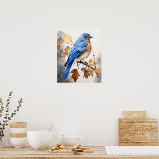 Bluebird Bird Art Print Poster (Keuken)