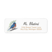 Bluebird Bird Art Return Label (Voorkant)