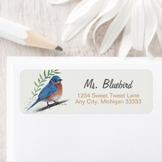 Bluebird Bird Art Return Label (Insitu)