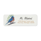 Bluebird Bird Art Return Label (Voorkant)