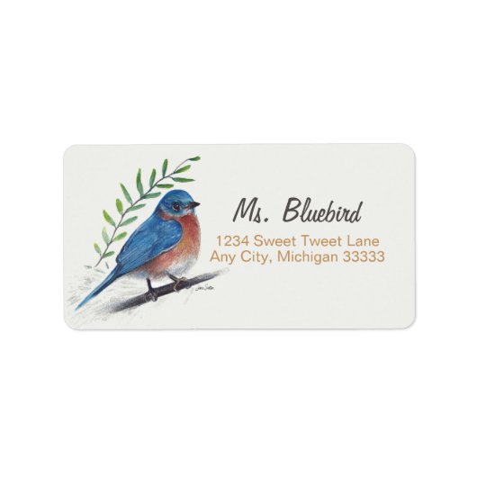 Bluebird Bird Art Return Label (Voorkant)