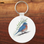 Bluebird Bird Art Sleutelhanger (Voorkant)
