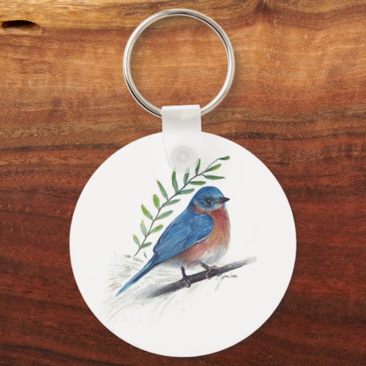 Bluebird Bird Art Sleutelhanger (Voorkant)