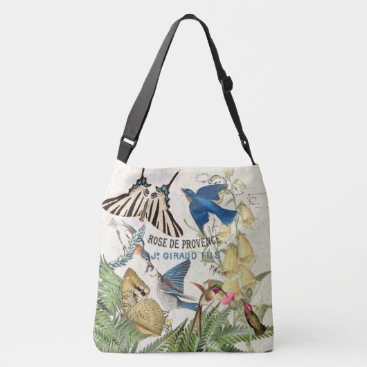 Bluebird Bird Butterfly Hummingbird Moth Canvas ta Crossbody Tas (Achterkant)