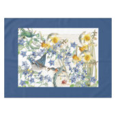 Bluebird Bird Narcissus Borage Flowers Tablecloth Tafelkleed (Voorkant (Horizontaal))