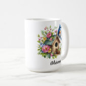 Bluebird Birdhouse Flowers Springtime Garden Koffiemok (Voorkant rechts)