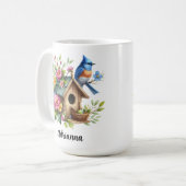 Bluebird Birdhouse Flowers Springtime Garden Koffiemok (Voorkant links)