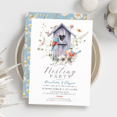 Bluebird Birdhouse Wildflowers Nesting Party Kaart