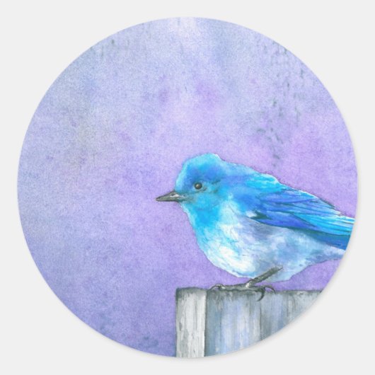 Bluebird Bliss Ronde Sticker (Voorkant)