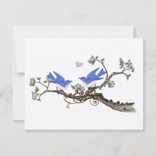  Bluebird Blooming Branch Wedding RSVP Kaartje (Voorkant)