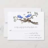  Bluebird Blooming Branch Wedding RSVP Kaartje (Achterkant)