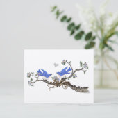  Bluebird Blooming Branch Wedding RSVP Kaartje (Staand voorkant)