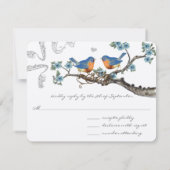  Bluebird Blooming Branch Wedding RSVP Kaartje (Achterkant)