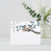  Bluebird Blooming Branch Wedding RSVP Kaartje (Staand voorkant)