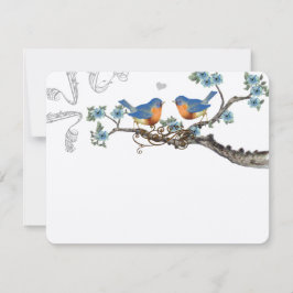  Bluebird Blooming Branch Wedding RSVP Kaartje