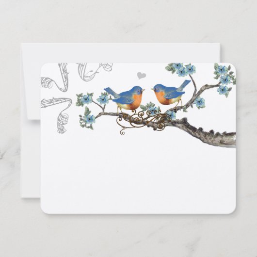  Bluebird Blooming Branch Wedding RSVP Kaartje (Voorkant)