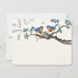  Bluebird Blooming Branch Wedding RSVP Kaartje