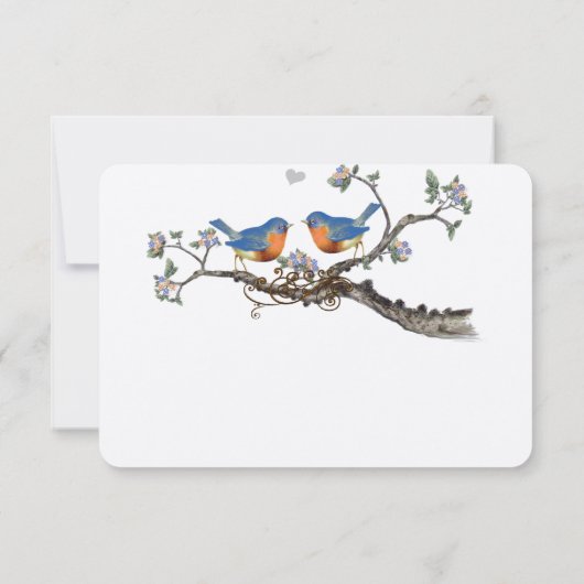 Bluebird Blooming Branch Wedding RSVP Kaartje (Achterkant)