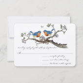  Bluebird Blooming Branch Wedding RSVP Kaartje (Voorkant)